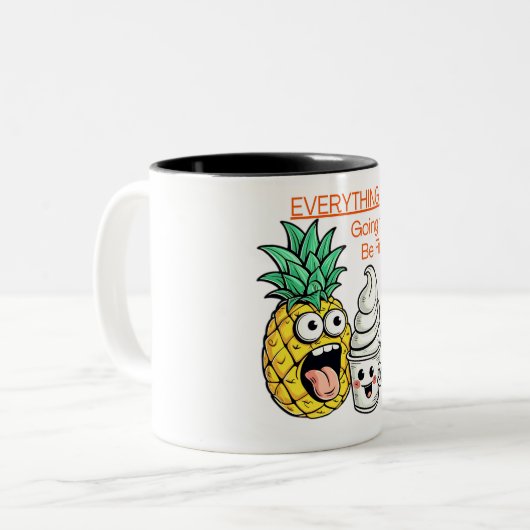 Zu feiner Hüfte Eiscreme Funny Ananas auf Zweifarbige Tasse (Vorderseite Links)