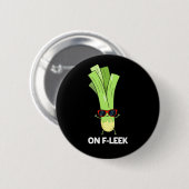 zu Fleek Funny Veggie Leek Pun Dark BG Button (Vorne & Hinten)