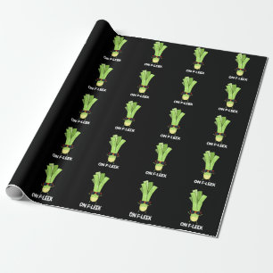 zu Fleek Funny Veggie Leek Pun Dark BG Geschenkpapier