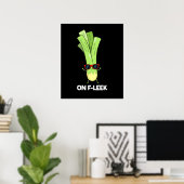 zu Fleek Funny Veggie Leek Pun Dark BG Poster (Heimbüro)