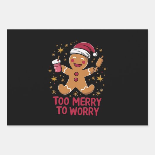 Zu froh, um sich Funny Gingerbread Weihnachten zu Geschenkpapier Set (Vorderseite)