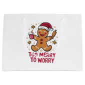 Zu froh, um sich Funny Gingerbread Weihnachten zu Große Geschenktüte (Vorderseite)