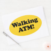 Zu Fuß ATM! Ovaler Aufkleber (Umschlag)