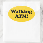 Zu Fuß ATM! Ovaler Aufkleber (Tasche)