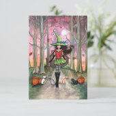 Zu Fuß die katzenHalloween-Postkarte Karte (Stehend Vorderseite)