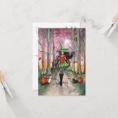 Zu Fuß die katzenHalloween-Postkarte Karte (Vorderseite/Rückseite Beispiel)