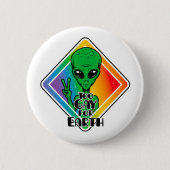 Zu Gay For Earth Funny Alien UFO Button (Vorderseite)
