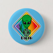 Zu Gay For Earth Funny Alien UFO Button (Vorderseite)