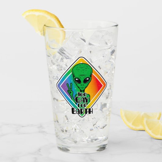Zu Gay For Earth Funny Alien UFO Glas (Vorderseite Ice)