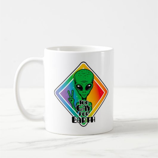 Zu Gay For Earth Funny Alien UFO Kaffeetasse (Links)