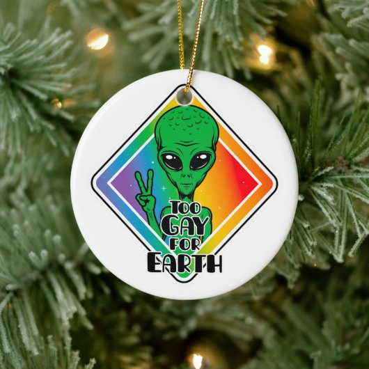 Zu Gay For Earth Funny Alien UFO Keramik Ornament (Baum)