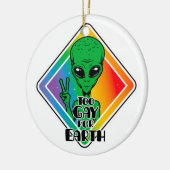 Zu Gay For Earth Funny Alien UFO Keramik Ornament (Links)
