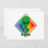 Zu Gay For Earth Funny Alien UFO Postkarte (Vorne/Hinten)