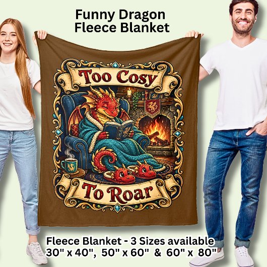 Zu gemütlich, um lustiger roter Drache zu brüllen  Fleecedecke