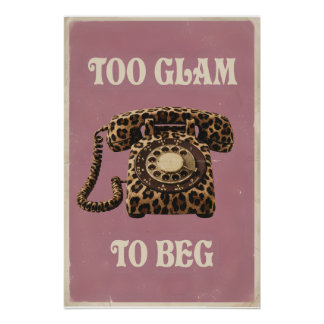 Zu glamourös, um zu betteln Retro rosa Leoparden-D Poster
