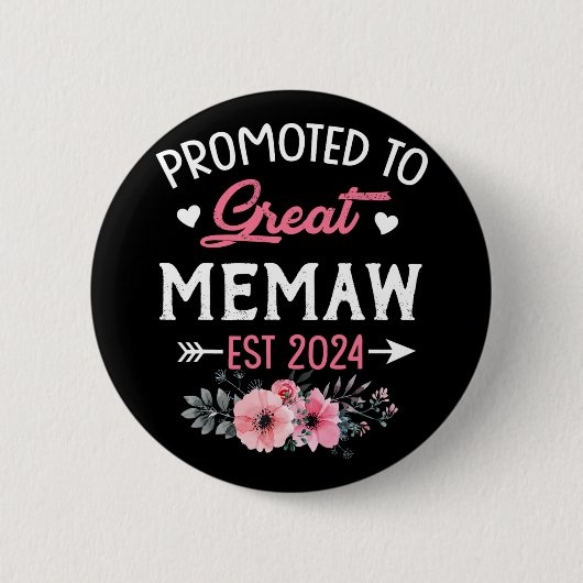 Zu Great Memaw Est 2024 Blume Button (Vorderseite)