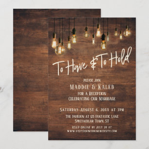 Zu haben und zu halten Braune Holz Edison-Lampen Einladung