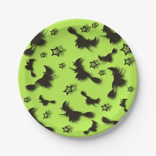Zu Halloween Abend 3D unter Sternen fliegen Pappteller (Vorderseite)