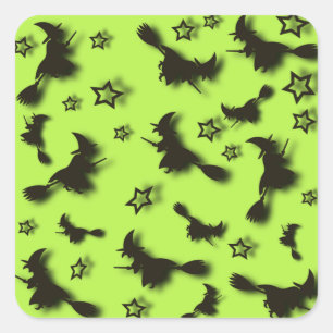 Zu Halloween Abend 3D unter Sternen fliegen Quadratischer Aufkleber