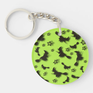 Zu Halloween Abend 3D unter Sternen fliegen Schlüsselanhänger