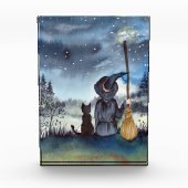 Zu Halloween Black Cat und The Hexe Starry Night Fotoblock (Vorderseite)