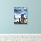 Zu Halloween Black Cat und The Hexe Starry Night Leinwanddruck (Insitu (Holzboden))
