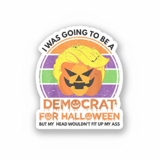 Zu Halloween Funny Trumpkin als Demokrat Aufkleber (Vorderseite)