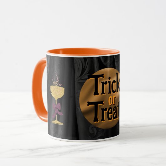 Zu Halloween Gold Skulls & Champagne Trick oder Tr Tasse (Vorderseite Links)