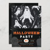 Zu Halloween kommen die schwarzen und weißen Geist Einladung (Vorne/Hinten)