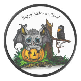 zu Halloween , Niedlichem Fleet und Raven gewartet Eishockey Puck