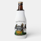 zu Halloween , Niedlichem Fleet und Raven gewartet Flaschenkühler (Flaschenvorderseite)