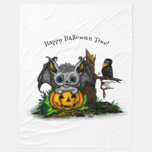 zu Halloween , Niedlichem Fleet und Raven gewartet Fleecedecke