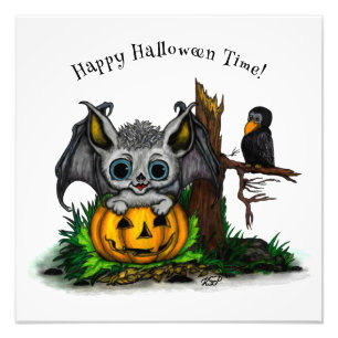 zu Halloween , Niedlichem Fleet und Raven gewartet Fotodruck