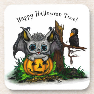 zu Halloween , Niedlichem Fleet und Raven gewartet Getränkeuntersetzer