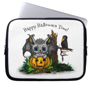 zu Halloween , Niedlichem Fleet und Raven gewartet Laptopschutzhülle