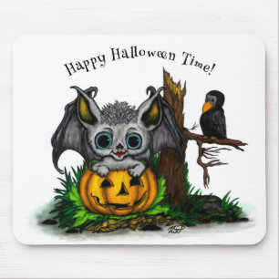 zu Halloween , Niedlichem Fleet und Raven gewartet Mousepad