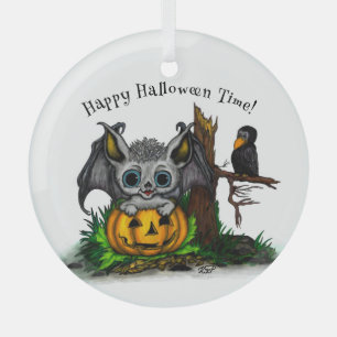 zu Halloween , Niedlichem Fleet und Raven gewartet Ornament Aus Glas