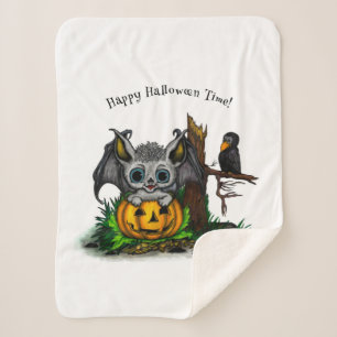 zu Halloween , Niedlichem Fleet und Raven gewartet Sherpadecke