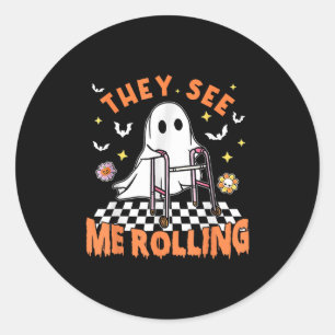 Zu Halloween sehen sie, wie ich die Spo rollte Runder Aufkleber