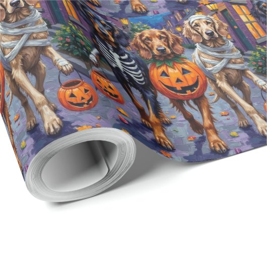 Zu Halloween-Trick oder -Behandlung von Hunden aus Geschenkpapier (Rolleneckpunkt)