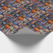Zu Halloween-Trick oder -Behandlung von Hunden aus Geschenkpapier (Ecke)