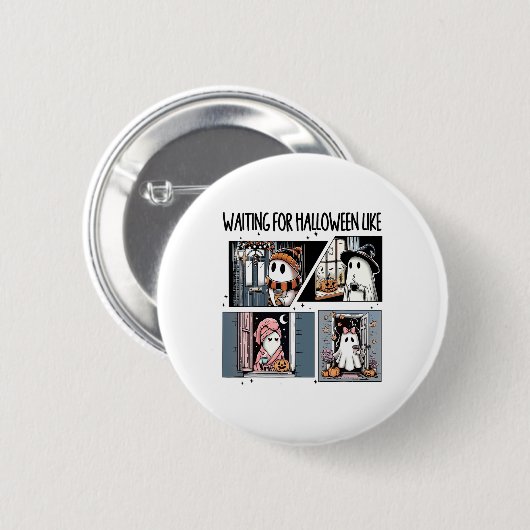 Zu Halloween wie Niedliches Ghost-Kaffeepferd gewa Button (Vorne & Hinten)