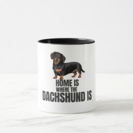 Zu Hause ist da, wo der schwarze und braune Dachsh Tasse