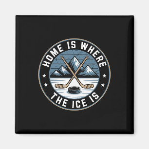 Zu Hause ist dort, wo das Eis ist Retro-Hockey-Fan Magnet