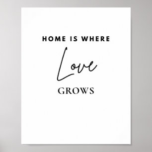 Zu Hause ist dort, wo Liebe wächst Minimalistisc Poster