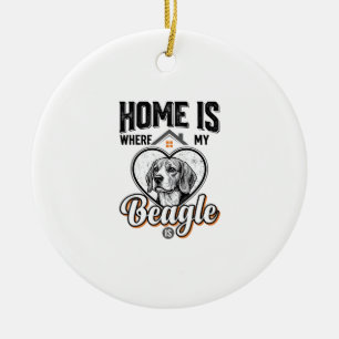 Zu Hause ist dort, wo mein Beagle ist Vintage-Hund Keramik Ornament