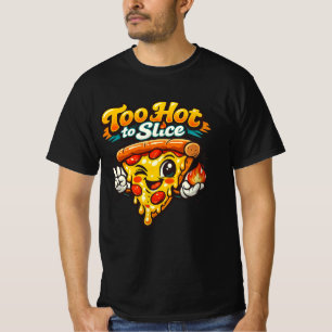 Zu heiß zum Schneiden – Lustiges Retro-Pizza-Carto T-Shirt