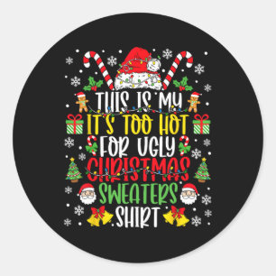 Zu heiße Weihnachten Sweaters Funny Xmas Men Wom Runder Aufkleber