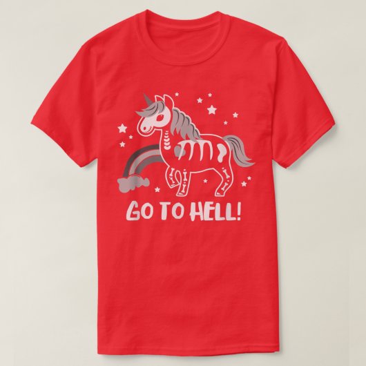 Zu Hell Halloween Mystisches Skelett Einhorn T-Shirt (Design vorne)