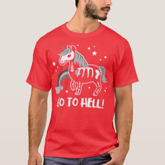 Zu Hell Halloween Mystisches Skelett Einhorn  T-Shirt